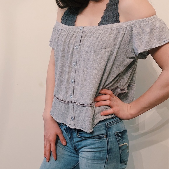 Grey Crop Top Size XSmall - Picture 1 of 5